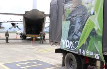Chimpancé “Yoko” llegó a Bogotá en una aeronave C-130 hércules