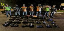 Casi 100 kilogramos de marihuana fueron incautados por el Ejército Nacional en el Quindío