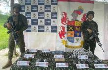 Ejército Nacional ubicó depósito ilegal con explosivos del Clan del Golfo en Nechí, Antioquia