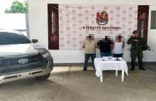 Ejército Nacional logra la captura de dos presuntos responsables del hurto de un vehículo en zona rural de Maní, Casanare