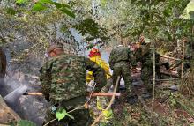 Ejército Nacional apoya emergencia por conflagración en la vereda Borbona en Ibagué