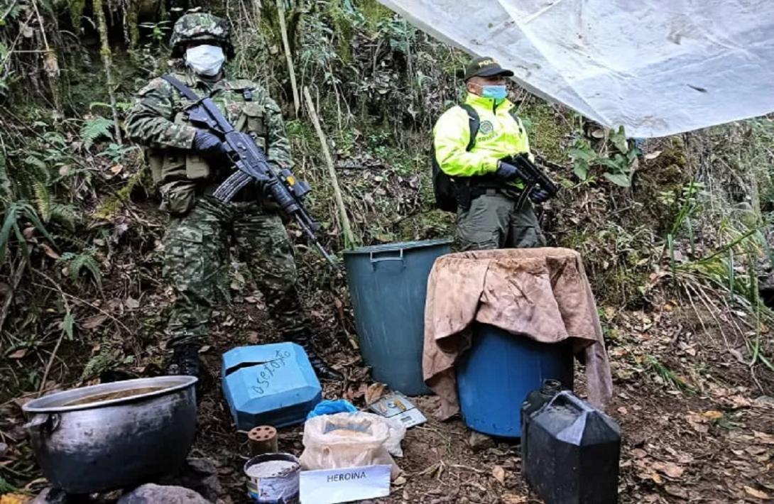En Nariño, tropas del Ejército desmantelaron un laboratorio donde se procesaban más de 170.000 dosis de heroína