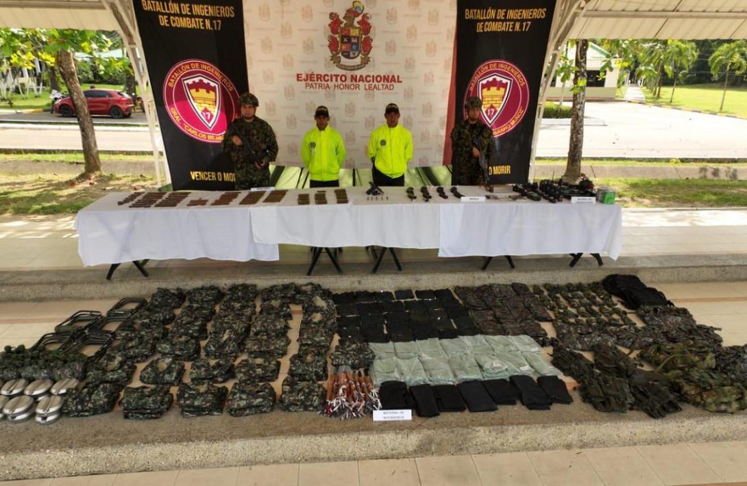 En combate contra el Clan del Golfo, el Ejército Nacional neutralizó ataque terrorista con la incautación de más de 140 kilogramos de explosivos
