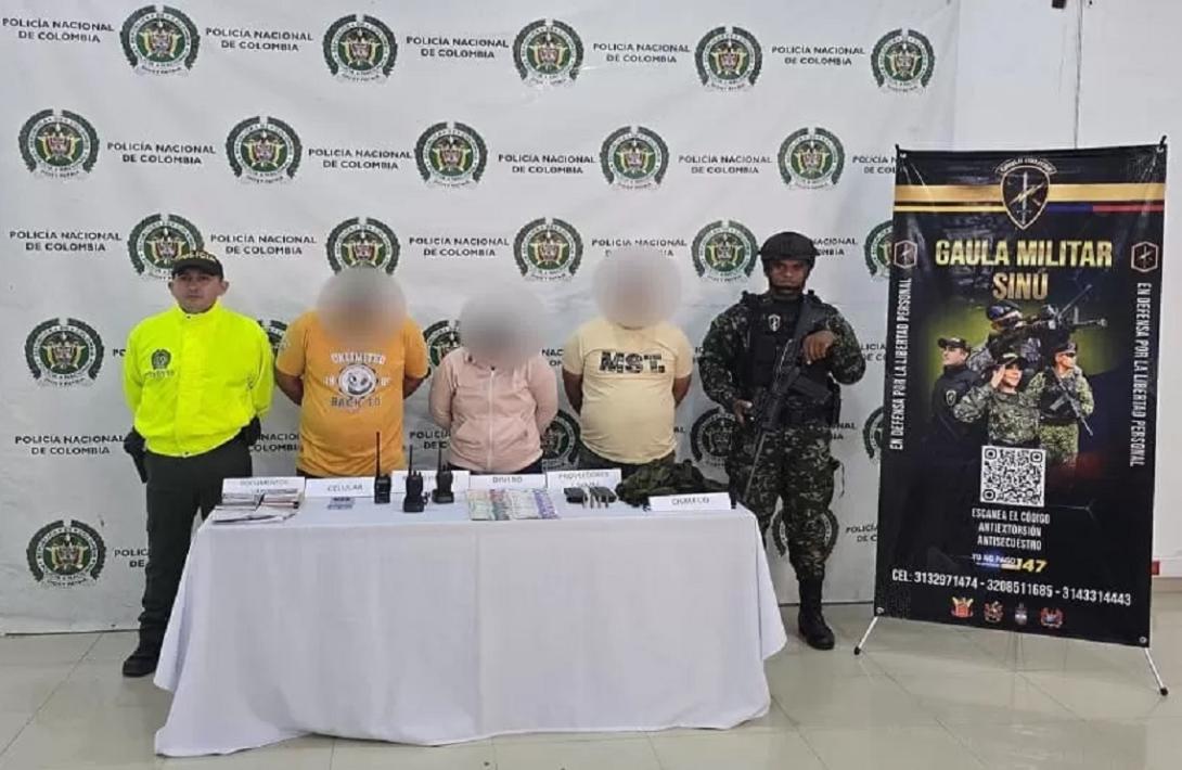 Capturados tres presuntos extorsionistas del Clan del Golfo en zona rural de Montería