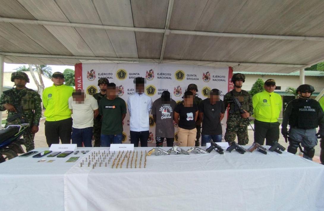 Seis presuntos integrantes del GAO ELN fueron capturados en zona rural de Yondó, Antioquia