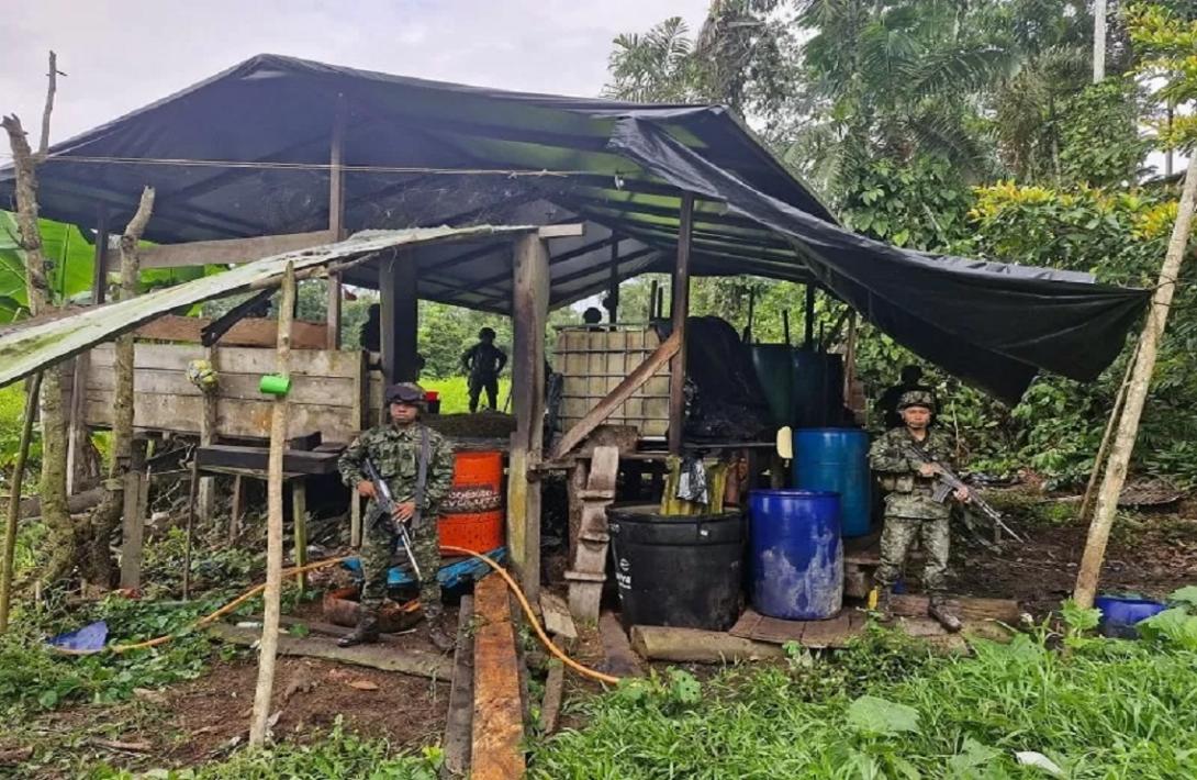 Millonario golpe al narcotráfico: Ejército desmantela 28 laboratorios de cocaína de las disidencias en el Pacífico nariñense.