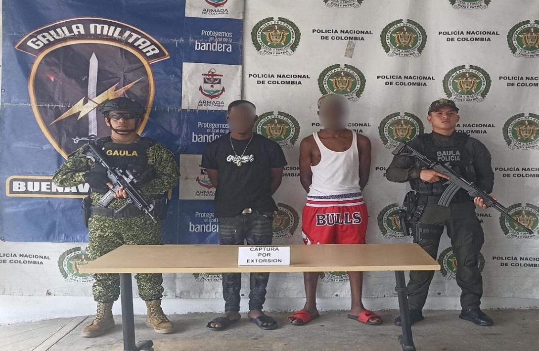 En Buenaventura, Valle del Cauca, capturados dos presuntos extorsionistas del grupo delincuencial organizado ‘Los Espartanos’