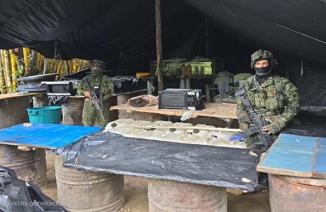 Ejército Nacional desmantela laboratorio para el procesamiento de clorhidrato de cocaína en Puerto Asís, Putumayo