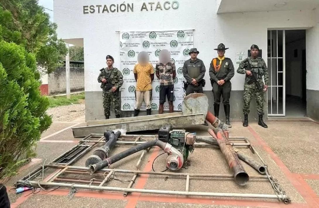 Ejército Nacional captura a dos sujetos por la explotación ilegal de yacimientos mineros en Ataco