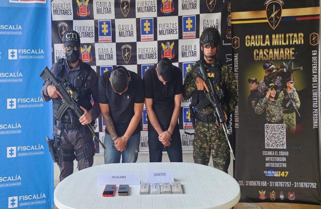 Ejército Nacional captura a dos sujetos que extorsionaban a una familia del Casanare