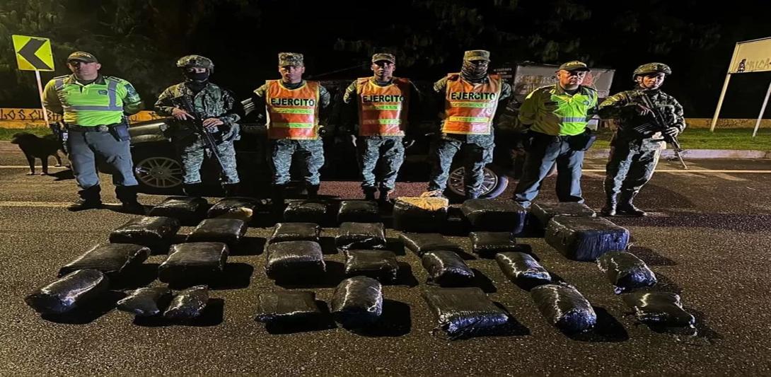 Casi 100 kilogramos de marihuana fueron incautados por el Ejército Nacional en el Quindío