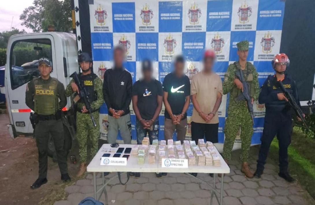 En el Pacífico sur, Armada de Colombia incautó más de 750 millones de pesos y capturó a cuatro sujetos en Tumaco, Nariño