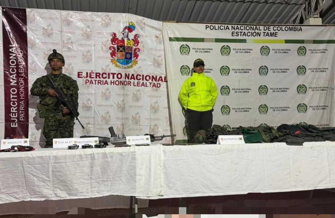 En Tame, Arauca, el Ejército Nacional golpea estructura del GAO ELN y deja un integrante neutralizado y armamento incautado