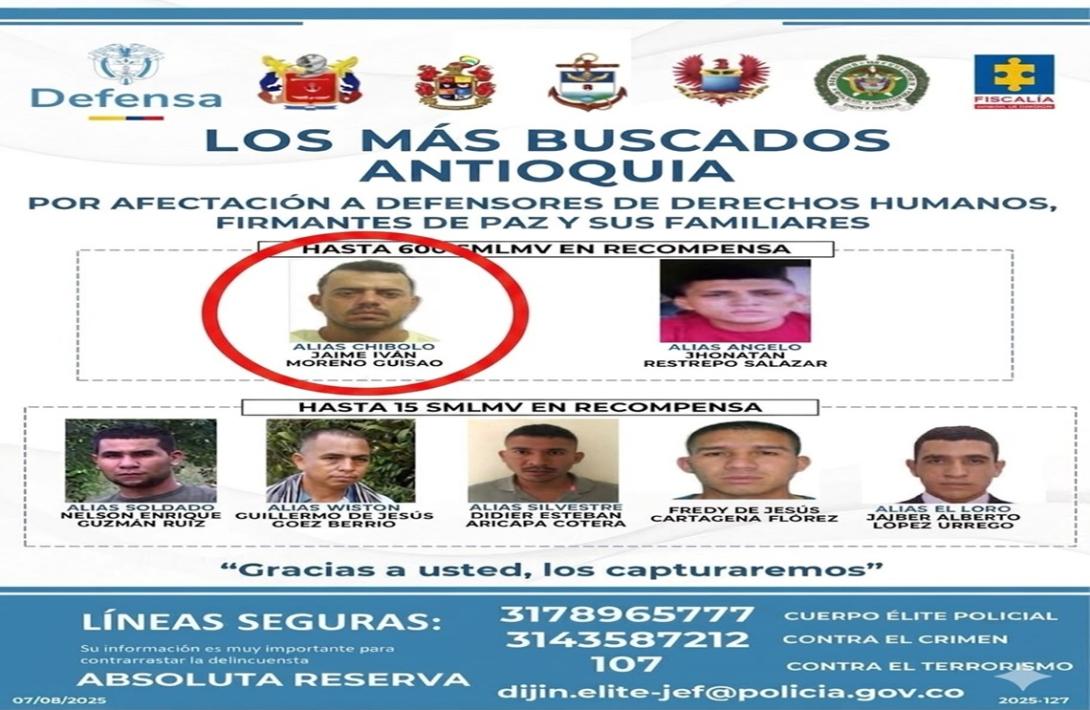 Ejército Nacional desarticula comisión del Clan del Golfo, tras la captura de seis de sus integrantes, entre ellos alias Chibolo, cabecilla de zona del Suroeste antioqueño